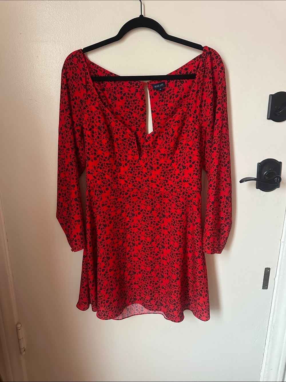 Red Floral V-Neck Mini Dress